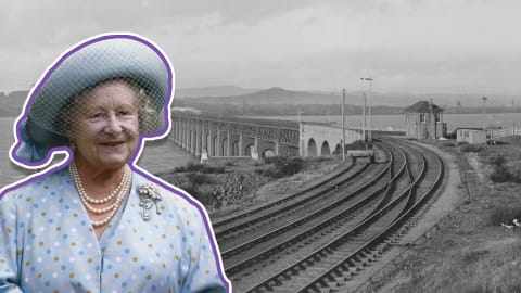 Queen Elizabeth the Queen Mother and Tay Rail Bridge.