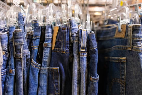 Jeans can have distinctive wear marks.