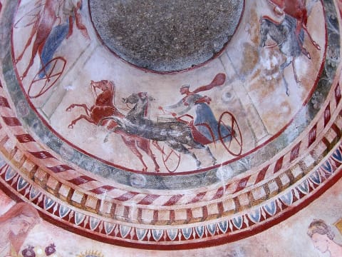 A detail of a fresco in the Thracian Tomb of Kazanlak.