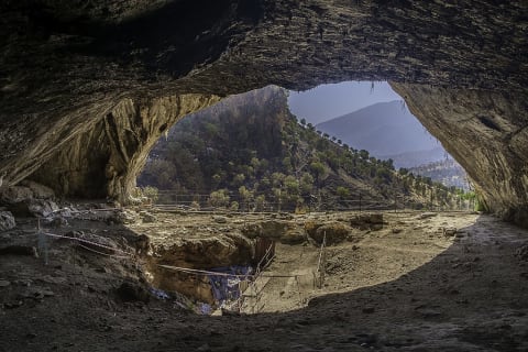 Shanidar Cave in northern Iraq, the site of Paleolithic communities and several Neanderthal burials.