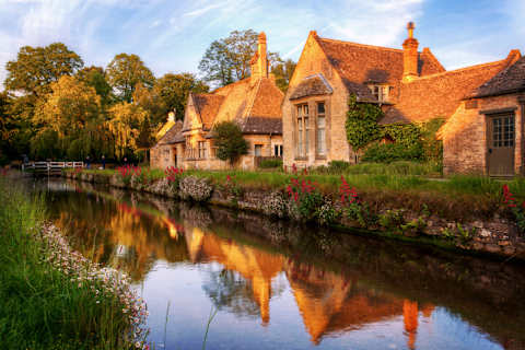 The picturesque village of Lower Slaughter in the Cotswolds.