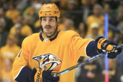 NASHVILLE, TN – APRIL 20: Nashville Predators center Brian Boyle (11) is shown during Game Five of Round One of the Stanley Cup Playoffs between the Nashville Predators and Dallas Stars, held on April 20, 2019, at Bridgestone Arena in Nashville, Tennessee. (Photo by Danny Murphy/Icon Sportswire via Getty Images)