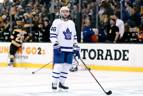 BOSTON, MA – APRIL 21: Toronto Maple Leafs defenseman Roman Polak (46) during Game 5 of the First Round for the 2018 Stanley Cup Playoffs between the Boston Bruins and the Toronto Maple Leafs on April 21, 2018, at TD Garden in Boston, Massachusetts. The Maple Leafs defeated the Bruins 4-3. (Photo by Fred Kfoury III/Icon Sportswire via Getty Images)