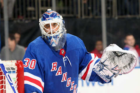 NEW YORK, NY – NOVEMBER 06: Henrik Lundqvist #30 of the New York Rangers looks on against the Montreal Canadiens at Madison Square Garden on November 6, 2018 in New York City. The New York Rangers won 5-3. (Photo by Jared Silber/NHLI via Getty Images)