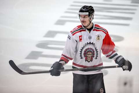 OULU, FINLAND – FEBRUARY 09: Tom Nilsson #43 of Frolunda Gothenburg during the Champions Hockey League final between Karpat Oulu and Frolunda Gothenburg at Oulun Energia-Areena on February 9, 2016 in Oulu, Finland. (Photo by Karpat Oulu/Champions Hockey League via Getty Images)