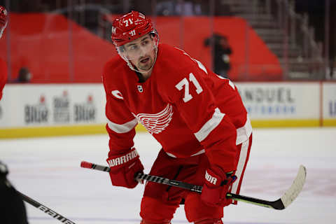 Dylan Larkin #71 of the Detroit Red Wings. (Photo by Gregory Shamus/Getty Images)