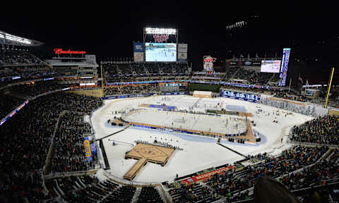 Jan 1, 2022; Minneapolis, MN, USA; A general view in the third period of the 2022 Winter Classic ice hockey game between the Minnesota Wild and St. Louis Blues at Target Field. Mandatory Credit: Jeffrey Becker-USA TODAY Sports