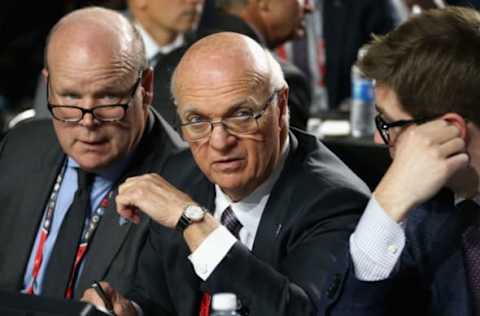 CHICAGO, IL – JUNE 24: General manager Lou Lamoriello of the Toronto Maple Leafs looks on during the 2017 NHL Draft at United Center on June 24, 2017 in Chicago, Illinois. (Photo by Dave Sandford/NHLI via Getty Images)