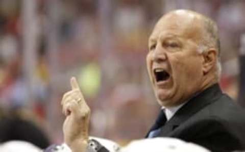 Nov 5, 2015; Washington, DC, USA; Boston Bruins head coach Claude Julien yells from the bench against the Washington Capitals in the first period at Verizon Center. The Capitals won 4-1. Mandatory Credit: Geoff Burke-USA TODAY Sports