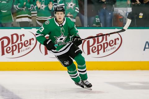 DALLAS, TX – DECEMBER 31: Dallas Stars center Mattias Janmark (13) skates in warm-ups prior to the game between the Dallas Stars and the Montreal Canadiens on December 31, 2018 at the American Airlines Center in Dallas, Texas. (Photo by Matthew Pearce/Icon Sportswire via Getty Images)