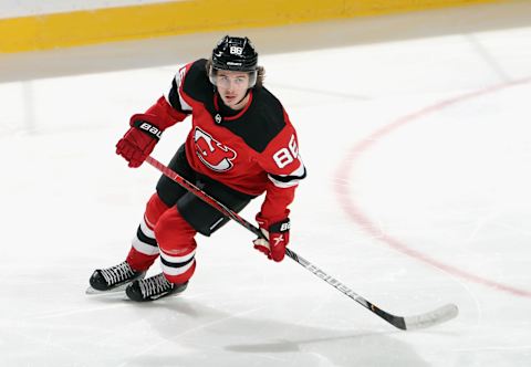 Jack Hughes #86 of the New Jersey Devils. (Photo by Bruce Bennett/Getty Images)