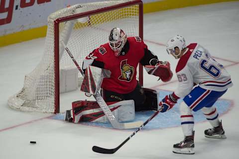 Ottawa Senators goalie Joey Daccord (34) Mandatory Credit: Marc DesRosiers-USA TODAY Sports