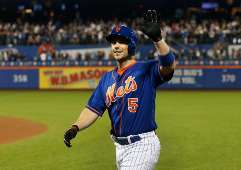 NEW YORK, NY – SEPTEMBER 28: David Wright #5 of the New York Mets waves to the crowd after grounding out as a pinch hitter during the fifth inning against the Miami Marlins at Citi Field on September 28, 2018 in the Flushing neighborhood of the Queens borough of New York City. (Photo by Jim McIsaac/Getty Images)