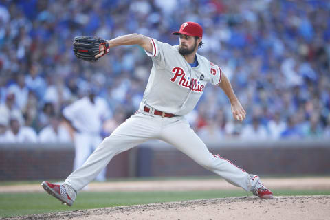 Dialing up his no-hitter, Hamels ended his Phillies tenure on a high note. Photo by J. Robbins/Getty Images.