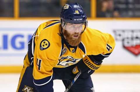 Vegas Golden Knights: Nashville Predators defenseman Ryan Ellis (4) against the San Jose Sharks in game six of the second round of the 2016 Stanley Cup Playoffs at Bridgestone Arena. The Predators won 4-3. Mandatory Credit: Aaron Doster-USA TODAY Sports