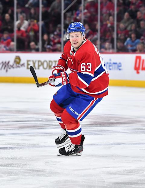 MONTREAL, CANADA – FEBRUARY 12: Evgenii Dadonov #63 of the Montreal Canadiens skates during the second period against the Edmonton Oilers at Centre Bell on February 12, 2023 in Montreal, Quebec, Canada. The Montreal Canadiens defeated the Edmonton Oilers 6-2. (Photo by Minas Panagiotakis/Getty Images)