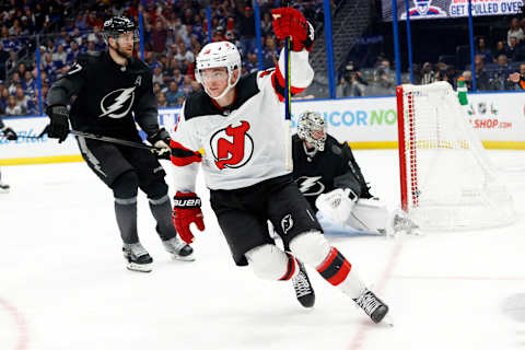 New Jersey Devils left wing Jimmy Vesey (16): (Kim Klement-USA TODAY Sports)