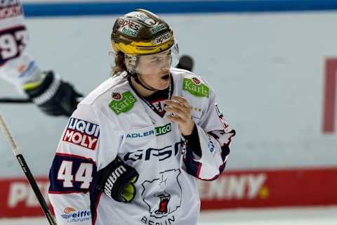 Lukas Reichel of Eisbaeren Berlin. (Photo by Roland Krivec/DeFodi Images via Getty Images)