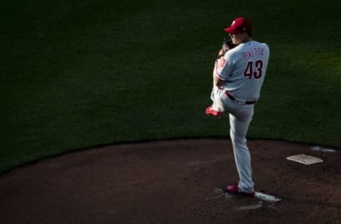 The Phillies are evaluating Pivetta on a start-to-start basis with the hope that a replacement won’t be necessary. Photo by Scott Taetsch/Getty Images.