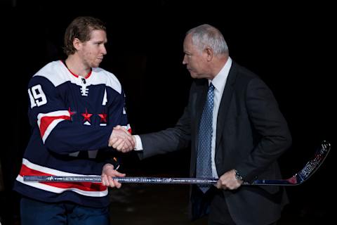 Nicklas Backstrom, Brian MacLellan, Washington Capitals (Photo by Scott Taetsch/Getty Images)