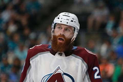 SAN JOSE, CA – APRIL 28: Ian Cole #28 of the Colorado Avalanche looks on against the San Jose Sharks in Game Two of the Western Conference Second Round during the 2019 NHL Stanley Cup Playoffs at SAP Center on April 28, 2019 in San Jose, California. (Photo by Lachlan Cunningham/Getty Images)