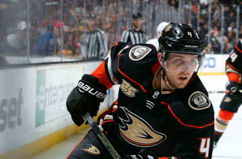 ANAHEIM, CA – JANUARY 11: Cam Fowler #4 of the Anaheim Ducks skates during the second period of the game against the Pittsburgh Penguins at Honda Center on January 11, 2019, in Anaheim, California. (Photo by Debora Robinson/NHLI via Getty Images)