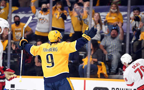 Nashville Predators left wing Filip Forsberg (9) . Mandatory Credit: Christopher Hanewinckel-USA TODAY Sports