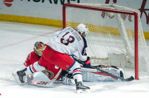 NHL Power Rankings: Columbus Blue Jackets right wing Cam Atkinson (13) scores against Ottawa Senators goalie Mike Condon (1) in overtime at the Canadian Tire Centre. The Blue Jackets defeated the Senators 7-6 in overtime. Mandatory Credit: Marc DesRosiers-USA TODAY Sports