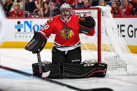 CHICAGO, IL – APRIL 15: Goalie Corey Crawford