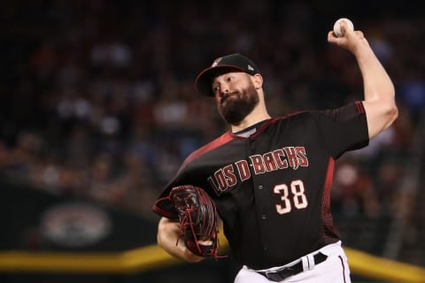 The Phillies may have interest in Ray’s arb price, left-handed arm and age. Photo by C. Petersen/Getty Images.