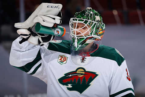 Goaltender Kaapo Kahkonen #34 of the Minnesota Wild. (Photo by Christian Petersen/Getty Images)