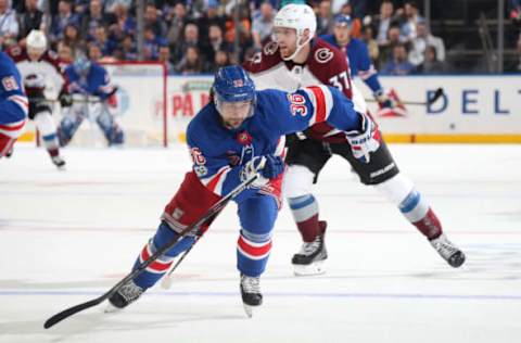 NEW YORK, NY – OCTOBER 05: Mats Zuccarello #36 of the New York Rangers skates against the Colorado Avalanche at Madison Square Garden on October 5, 2017 in New York City. The Colorado Avalanche won 4-2. (Photo by Jared Silber/NHLI via Getty Images)