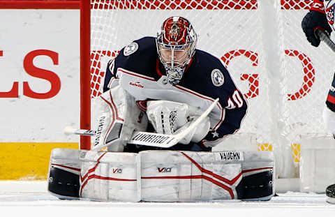 PHILADELPHIA, PENNSYLVANIA – DECEMBER 20: Daniil Tarasov #40 of the Columbus Blue Jackets skates against the Philadelphia Flyers at the Wells Fargo Center on December 20, 2022 in Philadelphia, Pennsylvania. (Photo by Bruce Bennett/Getty Images)