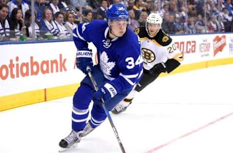 NHL Power Rankings: Toronto Maple Leafs forward Auston Matthews skates past Boston Bruins forward Riley Nash (20) in the first period at Air Canada Centre. Mandatory Credit: Dan Hamilton-USA TODAY Sports