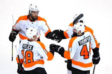 Nate Thompson, Ivan Provorov, Matt Niskanen, and Tyler Pitlick, Philadelphia Flyers (Photo by Andre Ringuette/Freestyle Photo/Getty Images)