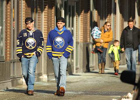 BUFFALO, NY – JANUARY 20: Buffalo Sabres fans arrive for an NHL game against the Dallas Stars on January 20, 2018 at KeyBank Center in Buffalo, New York. (Photo by Bill Wippert/NHLI via Getty Images)