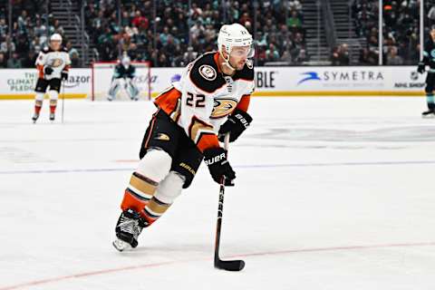 Mar 7, 2023; Seattle, Washington, USA; Anaheim Ducks defenseman Kevin Shattenkirk (22)  Mandatory Credit: Steven Bisig-USA TODAY Sports