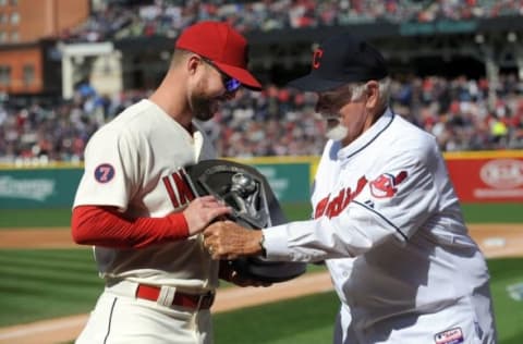 Corey Kluber receiving the Cy Young Award. The same award that Warren Spahn won in 1957.