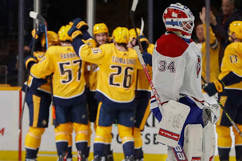 NASHVILLE, TENNESSEE – DECEMBER 04: Jake Allen Montreal Canadiens (Photo by Frederick Breedon/Getty Images)