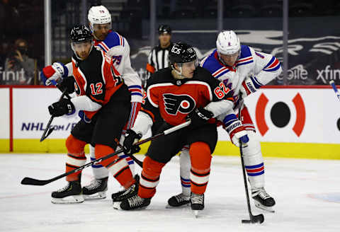 New York Rangers defenceman Jacob Trouba (8) blocks a pass.Credit: Kyle Ross-USA TODAY Sports