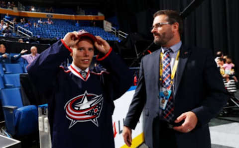 BUFFALO, NY – JUNE 25: Vitaly Abramov reacts after being selected 65th by the Columbus Blue Jackets during the 2016 NHL Draft on June 25, 2016 in Buffalo, New York. (Photo by Bruce Bennett/Getty Images)