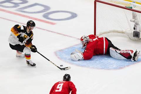 Tim Stutzle #8 of Germany (Photo by Codie McLachlan/Getty Images)