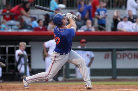 KISSIMMEE, FL – JUL 21: Peter Alonso of the Mets at bat during the Florida State League game between the St. Lucie Mets and the Florida Fire Frogs on July 21, 2017, at Osceola County Stadium in Kissimmee, FL. (Photo by Cliff Welch/Icon Sportswire via Getty Images)