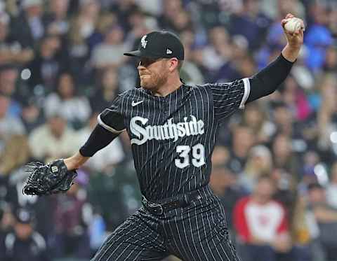 Aaron Bummer #39 of the Chicago White Sox. (Photo by Jonathan Daniel/Getty Images)