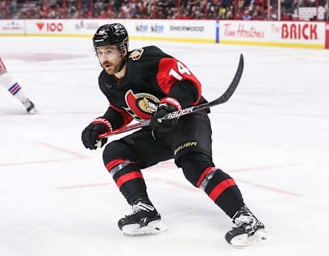 Tyler Motte #14 of the Ottawa Senators (Photo by Chris Tanouye/Freestyle Photography/Getty Images)