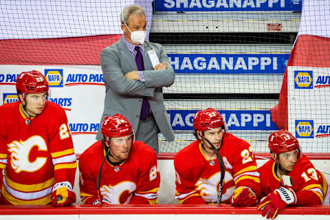 Calgary Flames head coach Darryl Sutter. Mandatory Credit: Sergei Belski-USA TODAY Sports