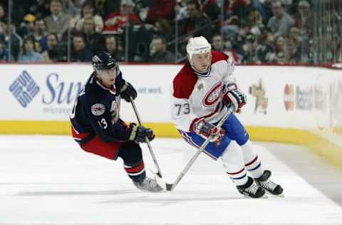 ST. PAUL, MN – FEBRUARY 7: Right Wing Michael Ryder #73 of the Montreal Canadiens of the East YoungStars skates on the wing as Nikolai Zherdev #13 of Columbus Blue Jackets of the West YoungStars pursues during the NHL YoungStars Game on February 7, 2004 at the Xcel Energy Center in St. Paul, Minnesota. The West YoungStars defeated the East YoungStars 7-3. (Photo by Robert Laberge/Getty Images)