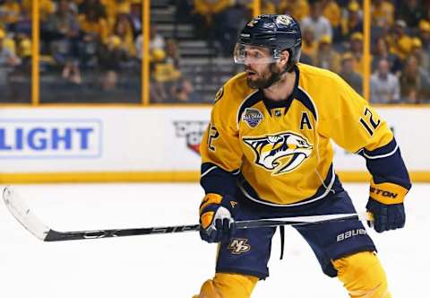 Nashville Predators center Mike Fisher (12). Mandatory Credit: Aaron Doster-USA TODAY Sports