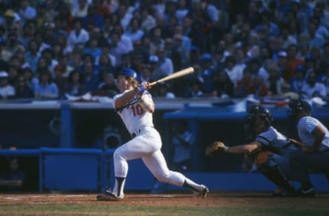 LOS ANGELES – OCTOBER 1981: Ron Cey #10 of the Los Angeles Dodgers bats against the New York Yankees during the World Series at Dodger Stadium in Los Angeles, California in October of 1981. (Photo by Focus on Sport/Getty Images)