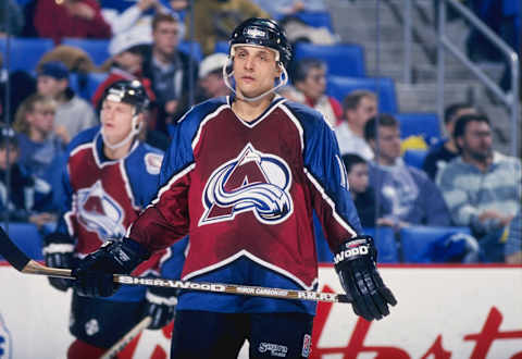 14 Nov 1996: Left wing Valeri Kamesky of the Colorado Avalanche in action during a game against the Buffalo Sabres at the Marine Midland Arena in Buffalo, New York. The Sabres won the game 5-2. Mandatory Credit: Rick Stewart /Allsport